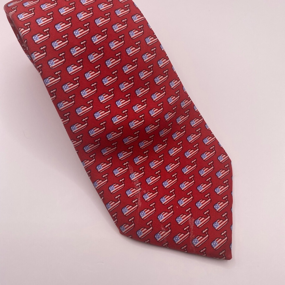 Vineyard Vines Kids Red Whale Pattern Tie